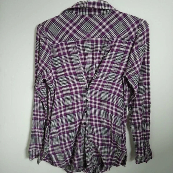 Vigoss Purple Plaid  Flannel Extra Long Shirt, M - Picture 6 of 9